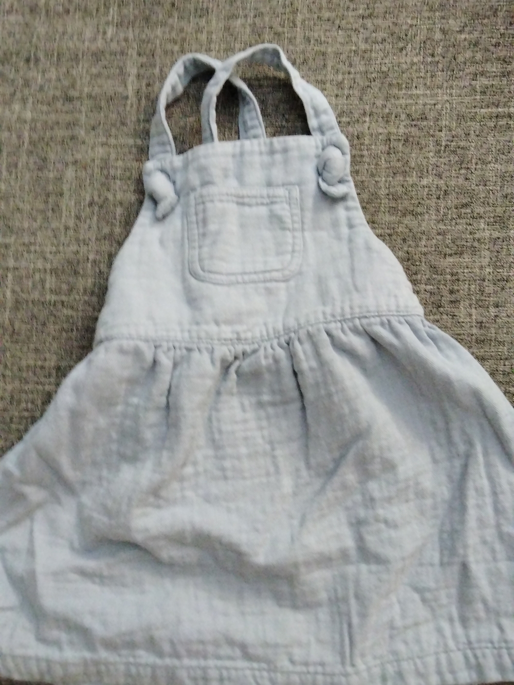 Light Blue Girls' Cotton Pinafore Dress